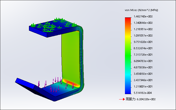 SolidWorks Simulation 有限元分析实例练习（9）：小特征对分析结果的影响（2）