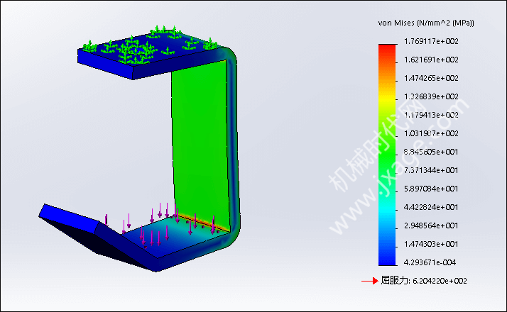 SolidWorks Simulation 有限元分析实例练习（8）：小特征对分析结果的影响