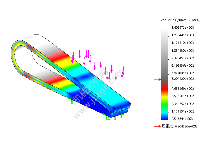 SolidWorks Simulation 有限元分析实例练习（19）：大位移分析