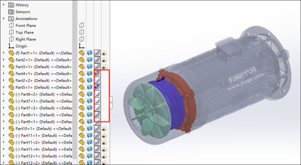 SOLIDWORKS 如何快速更改零部件的透明度？