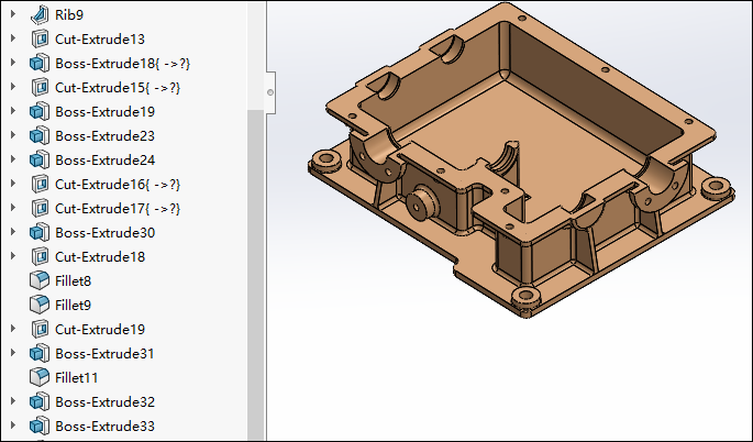 SolidWorks如何通过键盘的方向键查看零件的每个建模步骤？